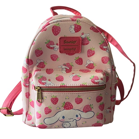 Loungefly Handbags - Sanrio Loungefly Cinnamoroll Strawberry Mini Backpack Pink Faux Leather Bag